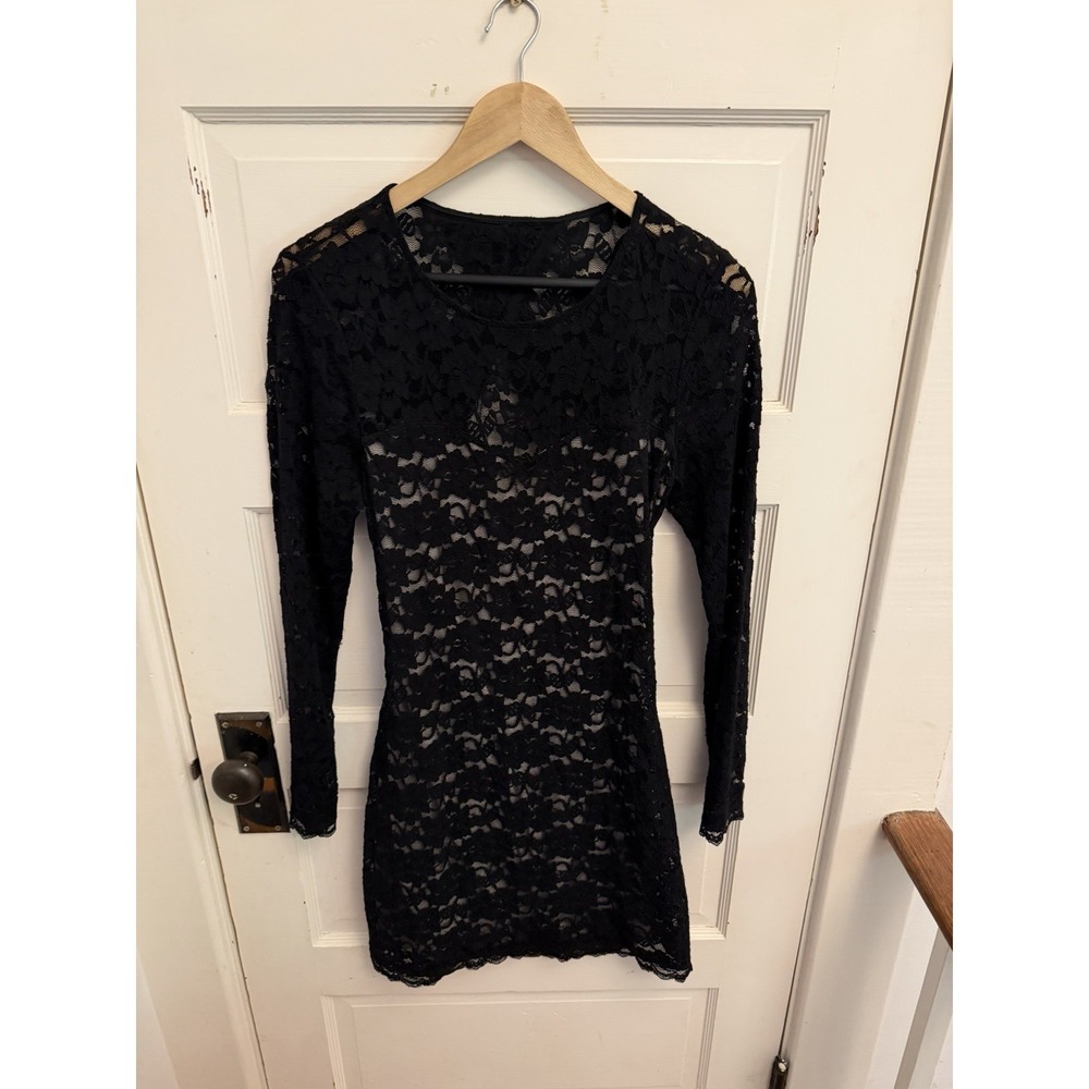 Express Women's Black Lace Long Sleeved Sheath Dress Size Medium